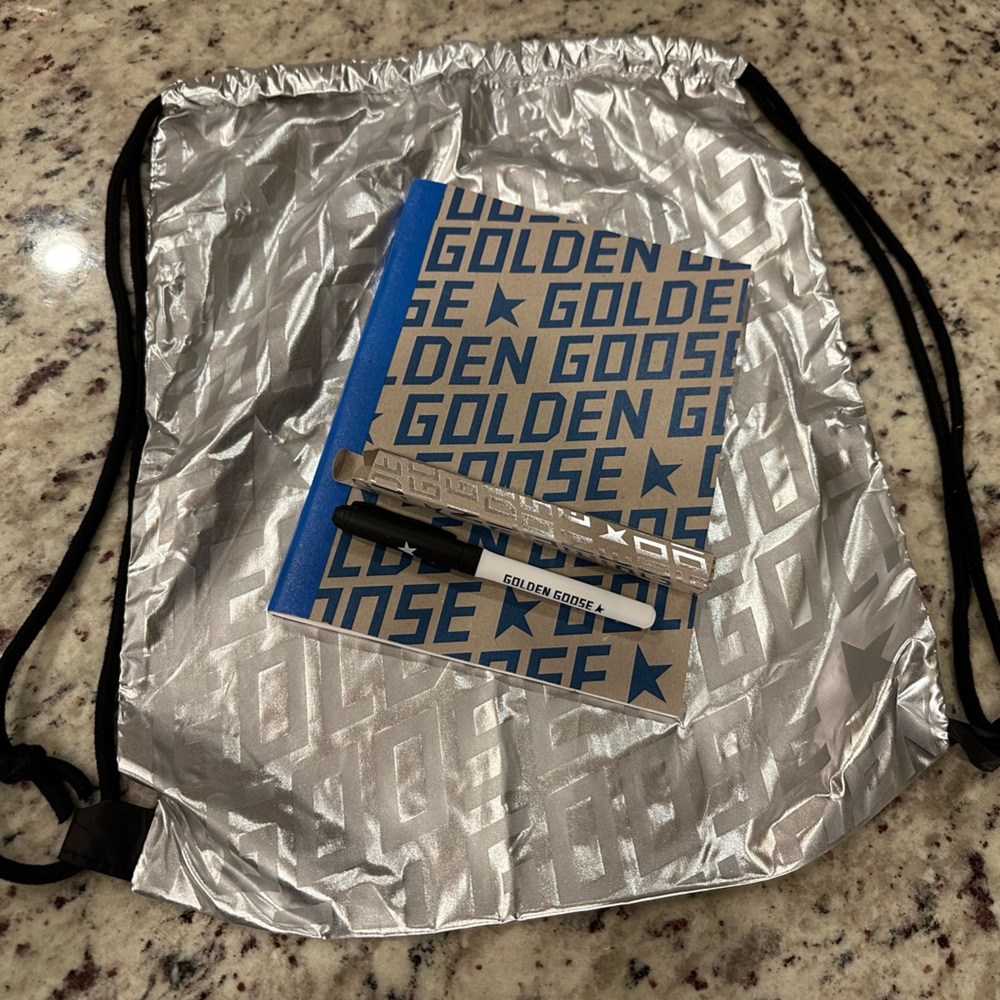 Golden Goose Sneaker Silver Backpack, Journal Pen Set